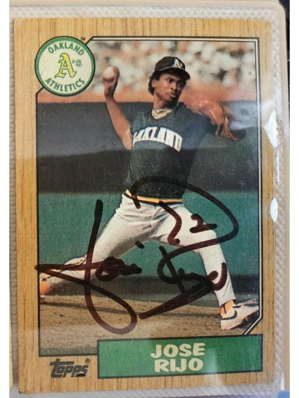 Jose Rijo HAND SIGNED  Autographed 1987 Topps Oakland A's
